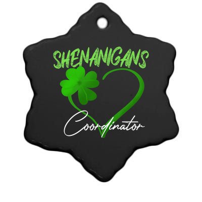 Shenanigans Coordinator Green Heart Shamrock St Patricks Day Ceramic Star Ornament