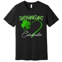 Shenanigans Coordinator Green Heart Shamrock St Patricks Day Premium T-Shirt