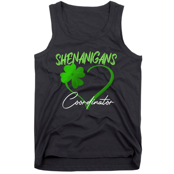 Shenanigans Coordinator Green Heart Shamrock St Patricks Day Tank Top