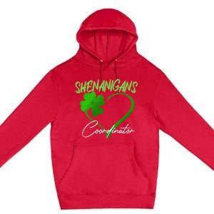 Shenanigans Coordinator Green Heart Shamrock St Patricks Day Premium Pullover Hoodie