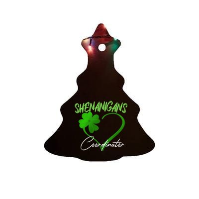 Shenanigans Coordinator Green Heart Shamrock St Patricks Day Ceramic Tree Ornament