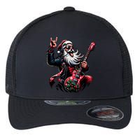 Santa Claus Guitar Player Rock & Roll Christmas Flexfit Unipanel Trucker Cap