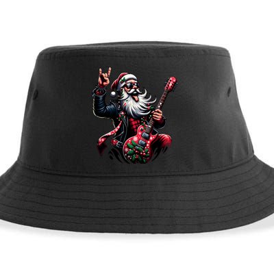 Santa Claus Guitar Player Rock & Roll Christmas Sustainable Bucket Hat