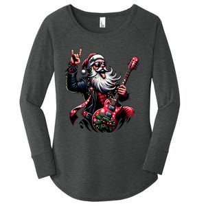 Santa Claus Guitar Player Rock & Roll Christmas Women's Perfect Tri Tunic Long Sleeve Shirt