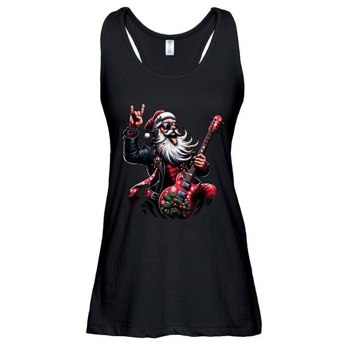 Santa Claus Guitar Player Rock & Roll Christmas Ladies Essential Flowy Tank