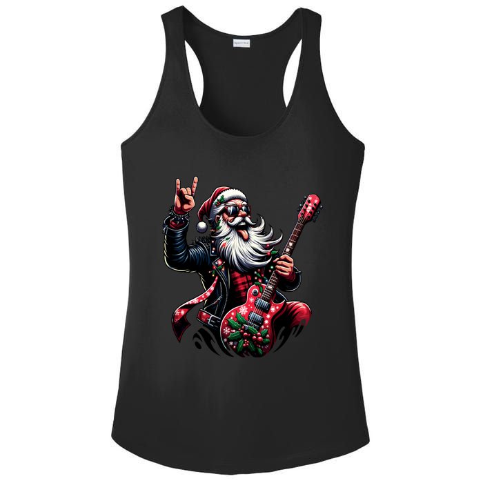 Santa Claus Guitar Player Rock & Roll Christmas Ladies PosiCharge Competitor Racerback Tank