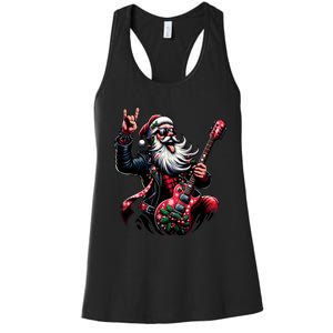 Santa Claus Guitar Player Rock & Roll Christmas Women's Racerback Tank