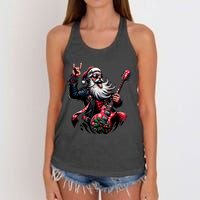 Santa Claus Guitar Player Rock & Roll Christmas Women's Knotted Racerback Tank