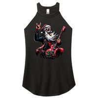 Santa Claus Guitar Player Rock & Roll Christmas Women's Perfect Tri Rocker Tank