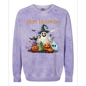 Spooky Cute Ghost Halloween Costume | Happy Halloween Ghost Colorblast Crewneck Sweatshirt