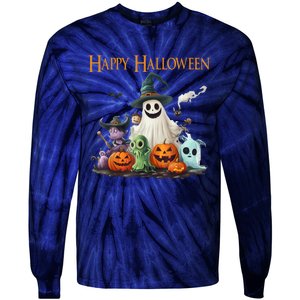 Spooky Cute Ghost Halloween Costume | Happy Halloween Ghost Tie-Dye Long Sleeve Shirt