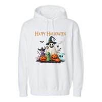 Spooky Cute Ghost Halloween Costume | Happy Halloween Ghost Garment-Dyed Fleece Hoodie