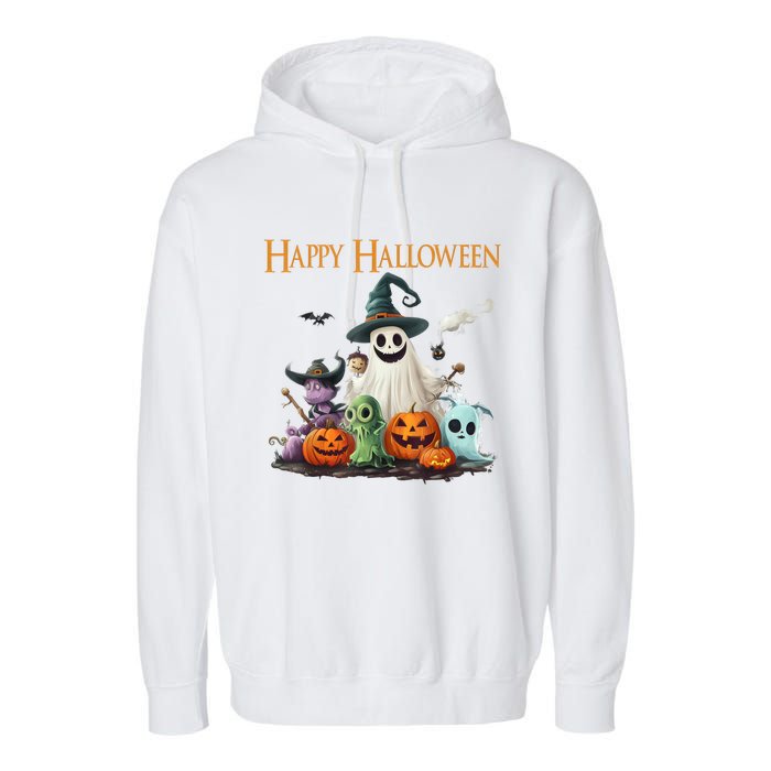 Spooky Cute Ghost Halloween Costume | Happy Halloween Ghost Garment-Dyed Fleece Hoodie