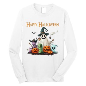 Spooky Cute Ghost Halloween Costume | Happy Halloween Ghost Long Sleeve Shirt