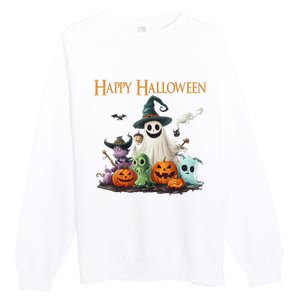 Spooky Cute Ghost Halloween Costume | Happy Halloween Ghost Premium Crewneck Sweatshirt