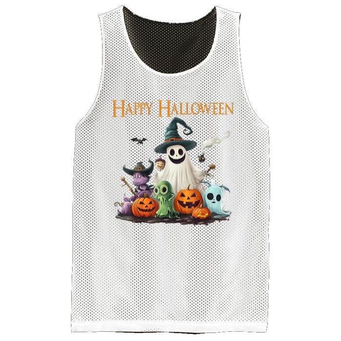 Spooky Cute Ghost Halloween Costume | Happy Halloween Ghost Mesh Reversible Basketball Jersey Tank