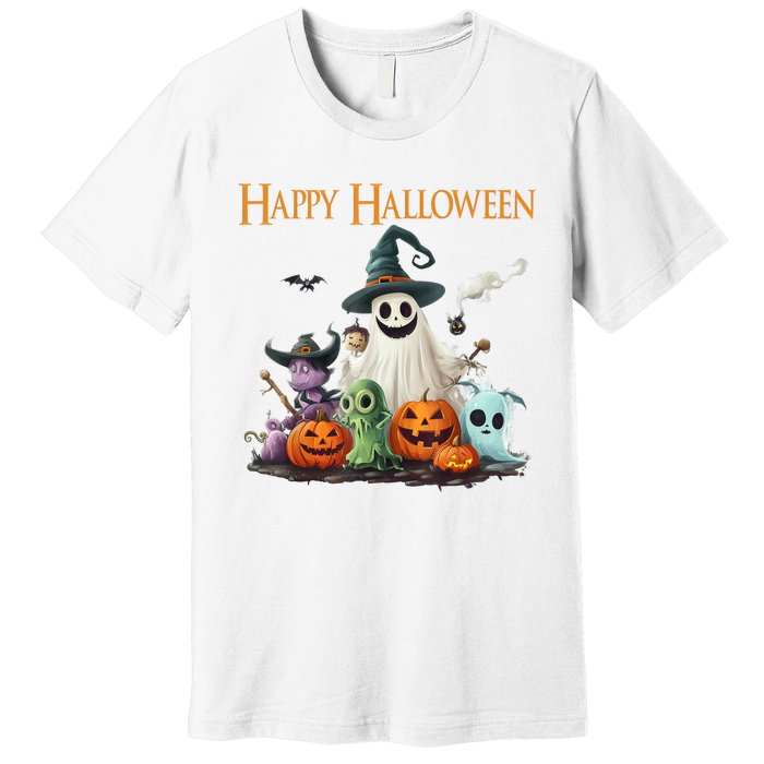 Spooky Cute Ghost Halloween Costume | Happy Halloween Ghost Premium T-Shirt