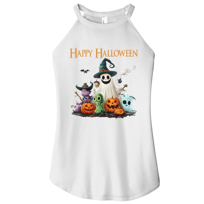 Spooky Cute Ghost Halloween Costume | Happy Halloween Ghost Women's Perfect Tri Rocker Tank