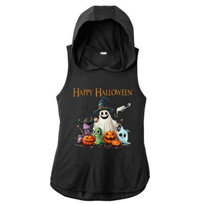 Spooky Cute Ghost Halloween Costume Happy Halloween Ghost Ladies PosiCharge Tri-Blend Wicking Draft Hoodie Tank