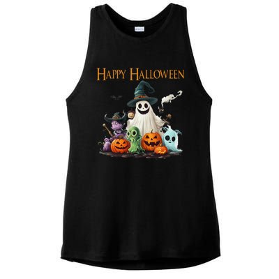 Spooky Cute Ghost Halloween Costume Happy Halloween Ghost Ladies PosiCharge Tri-Blend Wicking Tank