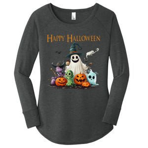 Spooky Cute Ghost Halloween Costume Happy Halloween Ghost Women's Perfect Tri Tunic Long Sleeve Shirt