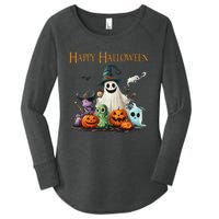 Spooky Cute Ghost Halloween Costume Happy Halloween Ghost Women's Perfect Tri Tunic Long Sleeve Shirt