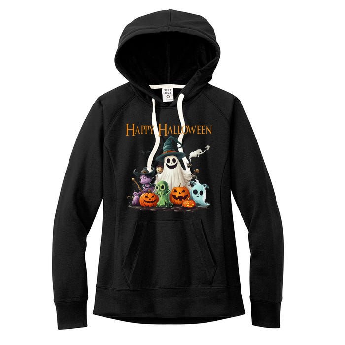 Spooky Cute Ghost Halloween Costume Happy Halloween Ghost Women's Fleece Hoodie