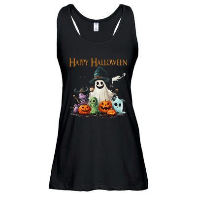 Spooky Cute Ghost Halloween Costume Happy Halloween Ghost Ladies Essential Flowy Tank