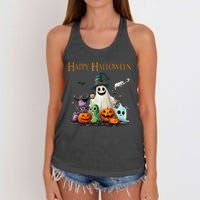 Spooky Cute Ghost Halloween Costume Happy Halloween Ghost Women's Knotted Racerback Tank