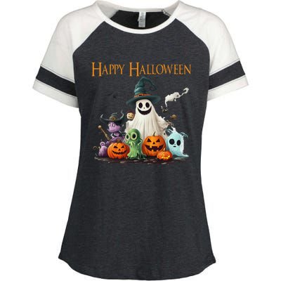 Spooky Cute Ghost Halloween Costume Happy Halloween Ghost Enza Ladies Jersey Colorblock Tee