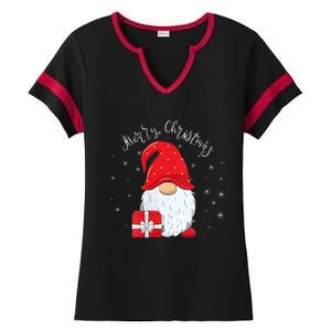 Santa Claus Garden Gnome Merry Christmas Ladies Halftime Notch Neck Tee