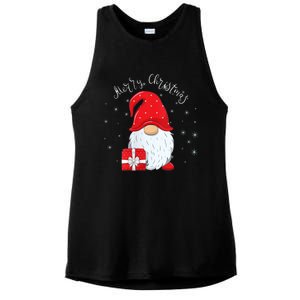 Santa Claus Garden Gnome Merry Christmas Ladies PosiCharge Tri-Blend Wicking Tank