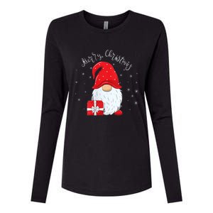 Santa Claus Garden Gnome Merry Christmas Womens Cotton Relaxed Long Sleeve T-Shirt