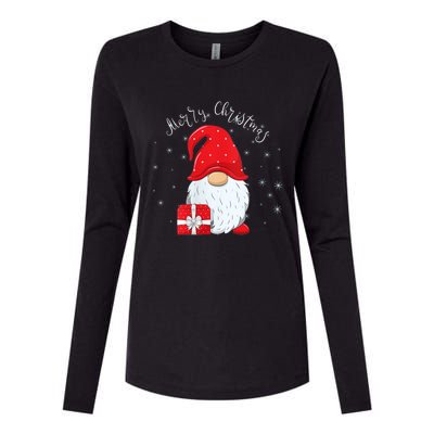 Santa Claus Garden Gnome Merry Christmas Womens Cotton Relaxed Long Sleeve T-Shirt