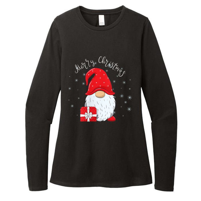 Santa Claus Garden Gnome Merry Christmas Womens CVC Long Sleeve Shirt