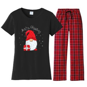 Santa Claus Garden Gnome Merry Christmas Women's Flannel Pajama Set