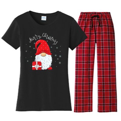 Santa Claus Garden Gnome Merry Christmas Women's Flannel Pajama Set