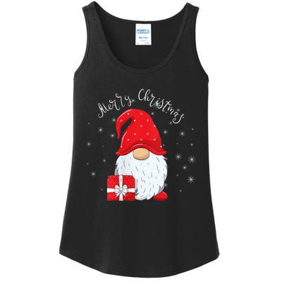 Santa Claus Garden Gnome Merry Christmas Ladies Essential Tank