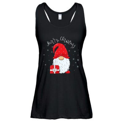 Santa Claus Garden Gnome Merry Christmas Ladies Essential Flowy Tank