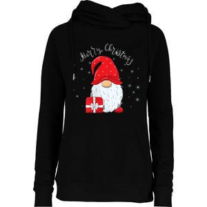 Santa Claus Garden Gnome Merry Christmas Womens Funnel Neck Pullover Hood