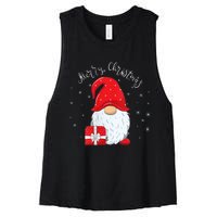 Santa Claus Garden Gnome Merry Christmas Women's Racerback Cropped Tank