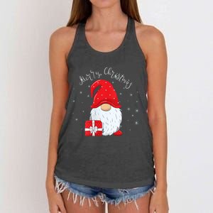 Santa Claus Garden Gnome Merry Christmas Women's Knotted Racerback Tank