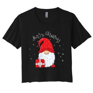 Santa Claus Garden Gnome Merry Christmas Women's Crop Top Tee