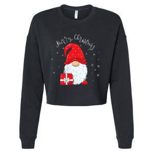 Santa Claus Garden Gnome Merry Christmas Cropped Pullover Crew