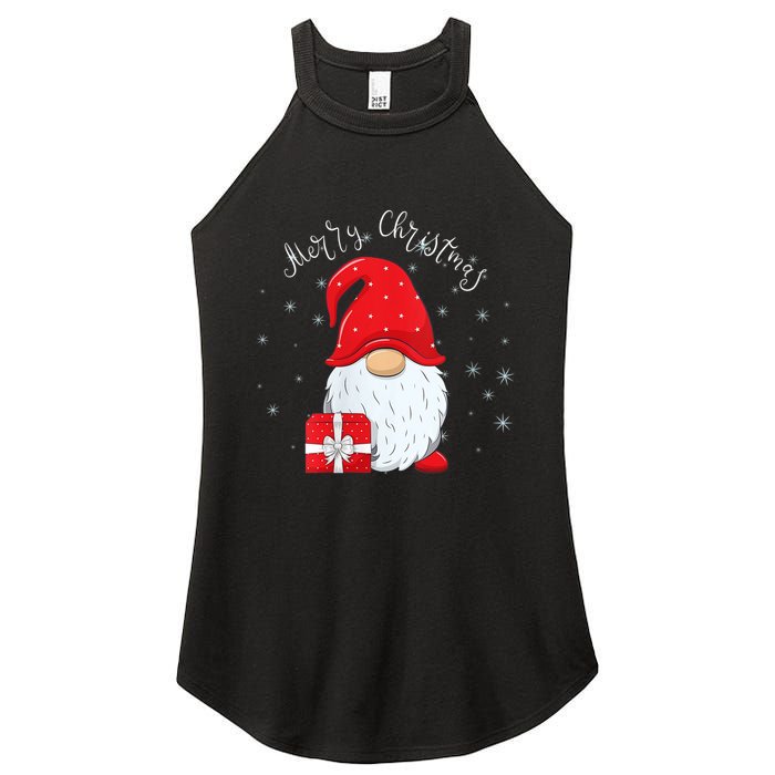 Santa Claus Garden Gnome Merry Christmas Women's Perfect Tri Rocker Tank