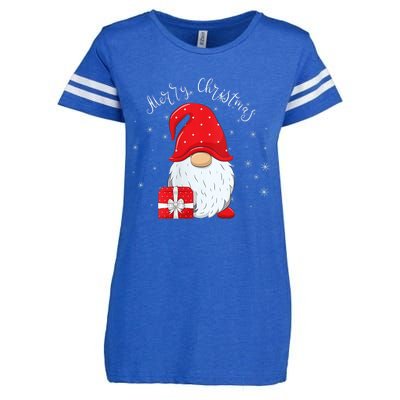 Santa Claus Garden Gnome Merry Christmas Enza Ladies Jersey Football T-Shirt