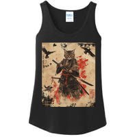 Samurai Cat Graphic Warrior Vintage Japanese Art Anime Ladies Essential Tank