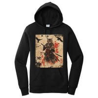 Samurai Cat Graphic Warrior Vintage Japanese Art Anime Women's Pullover Hoodie