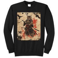 Samurai Cat Graphic Warrior Vintage Japanese Art Anime Tall Sweatshirt