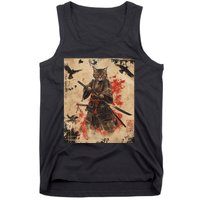 Samurai Cat Graphic Warrior Vintage Japanese Art Anime Tank Top